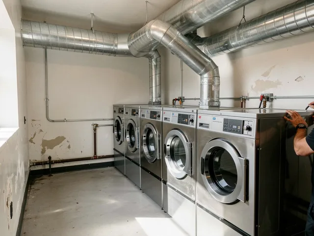 Gardena Dryer Vent Cleaning team performing large-scale commercial dryer vent cleaning in Gardena