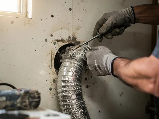 Gardena Dryer Vent Cleaning technician performing precise dryer vent hose installation in Gardena